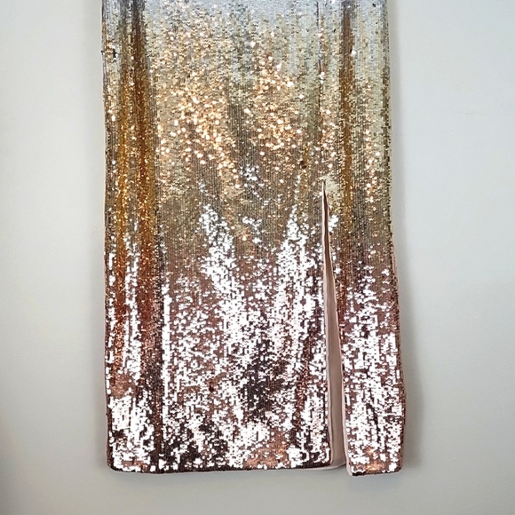 NWT Sz6 Topshop Sequin Ombre Midi Skirt with Side Slit - Picture 4 of 9